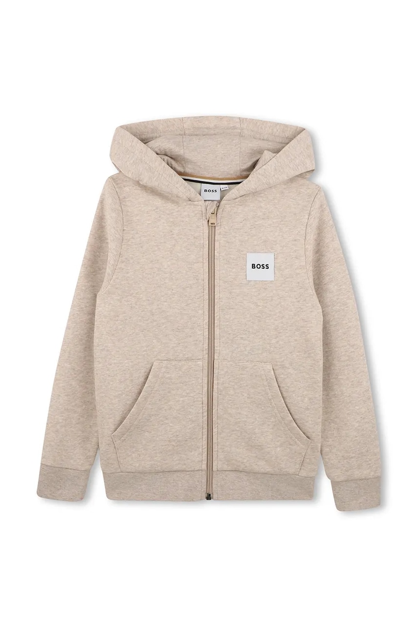 BOSS mikina na zips s kapucňou detská s bavlnou