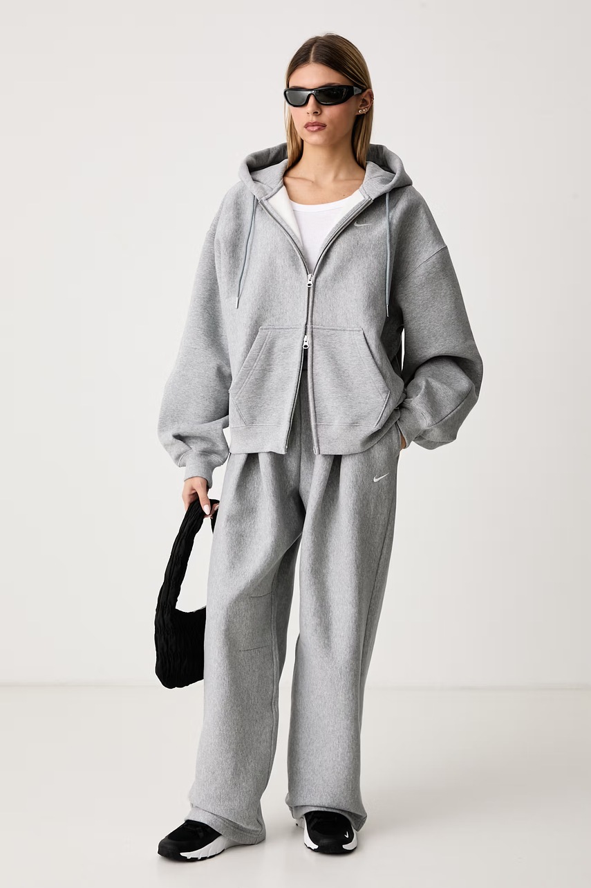 Nike Sportswear  суичър с цип и качулка дамски с памук Studio Fleece