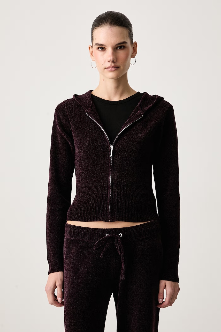 Juicy Couture  mikina na zips s kapucňou dámska MAYA KNIT