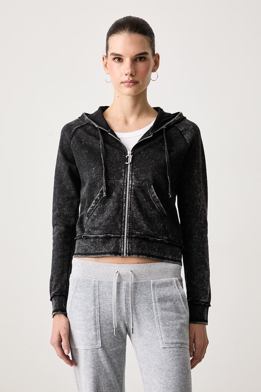 Juicy Couture  mikina na zips s kapucňou dámska s bavlnou MADISON APPLIQUE