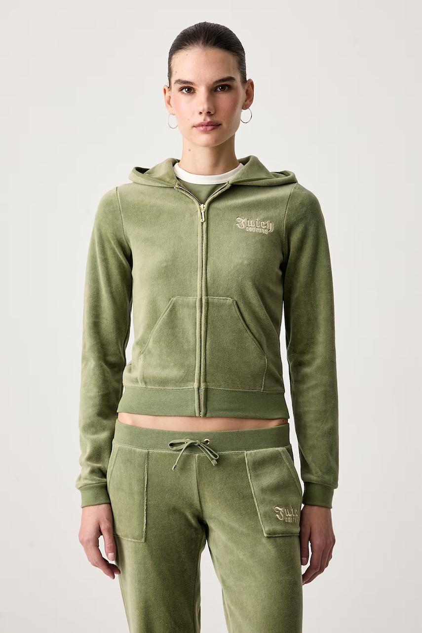 Juicy Couture  dukserica na zakopčavanje sa kapuljačom ženska pamučna REGAL REBELLE ROBYN