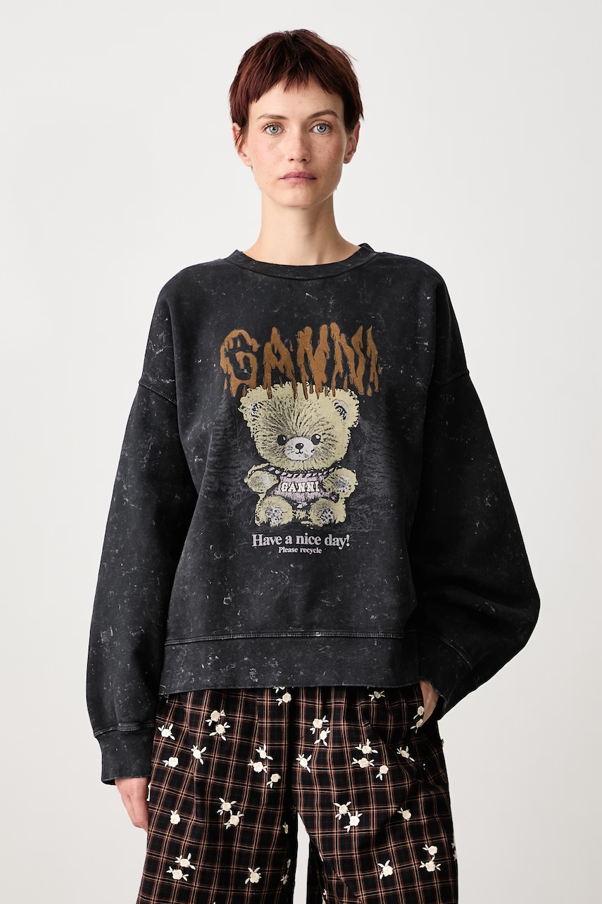 GANNI  Isoli Teddy Forest Vintage bluza oversize bawełniana damska