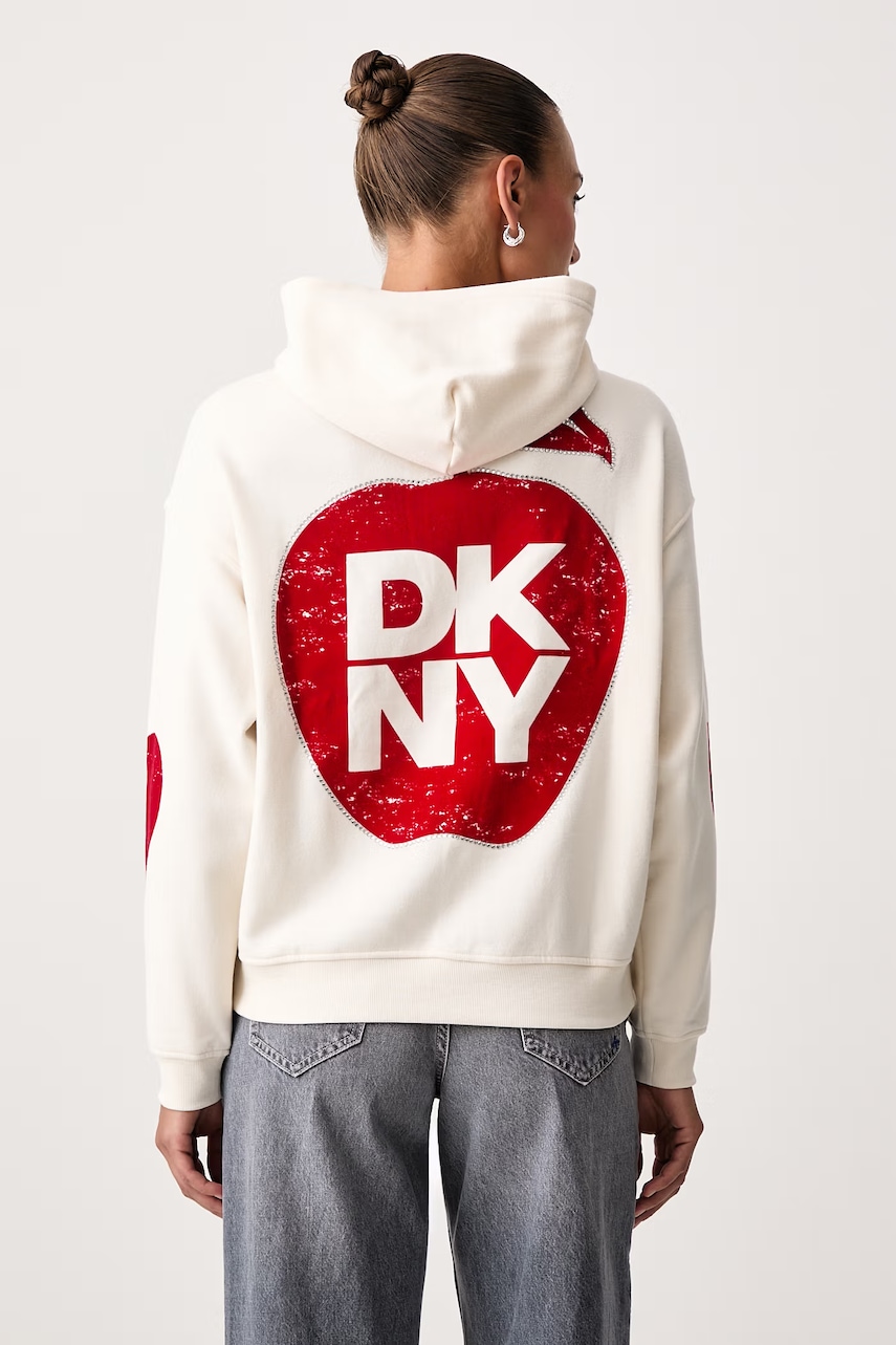 DKNY  mikina s kapucňou dámska s bavlnou