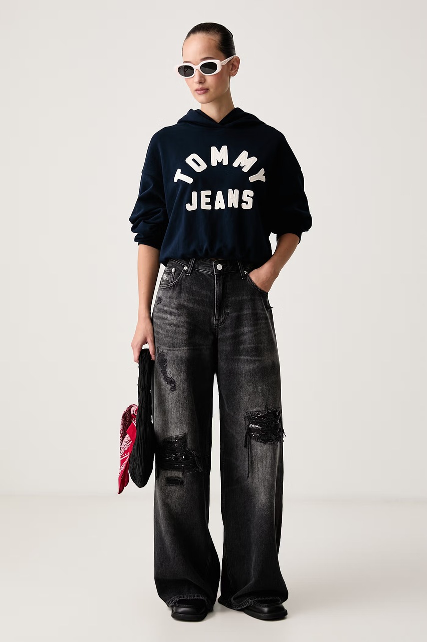 Tommy Jeans  суичър с качулка дамски с памук