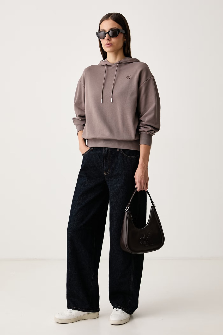 Calvin Klein Jeans μπλούζα με κουκούλα γυναικεία με βαμβάκι