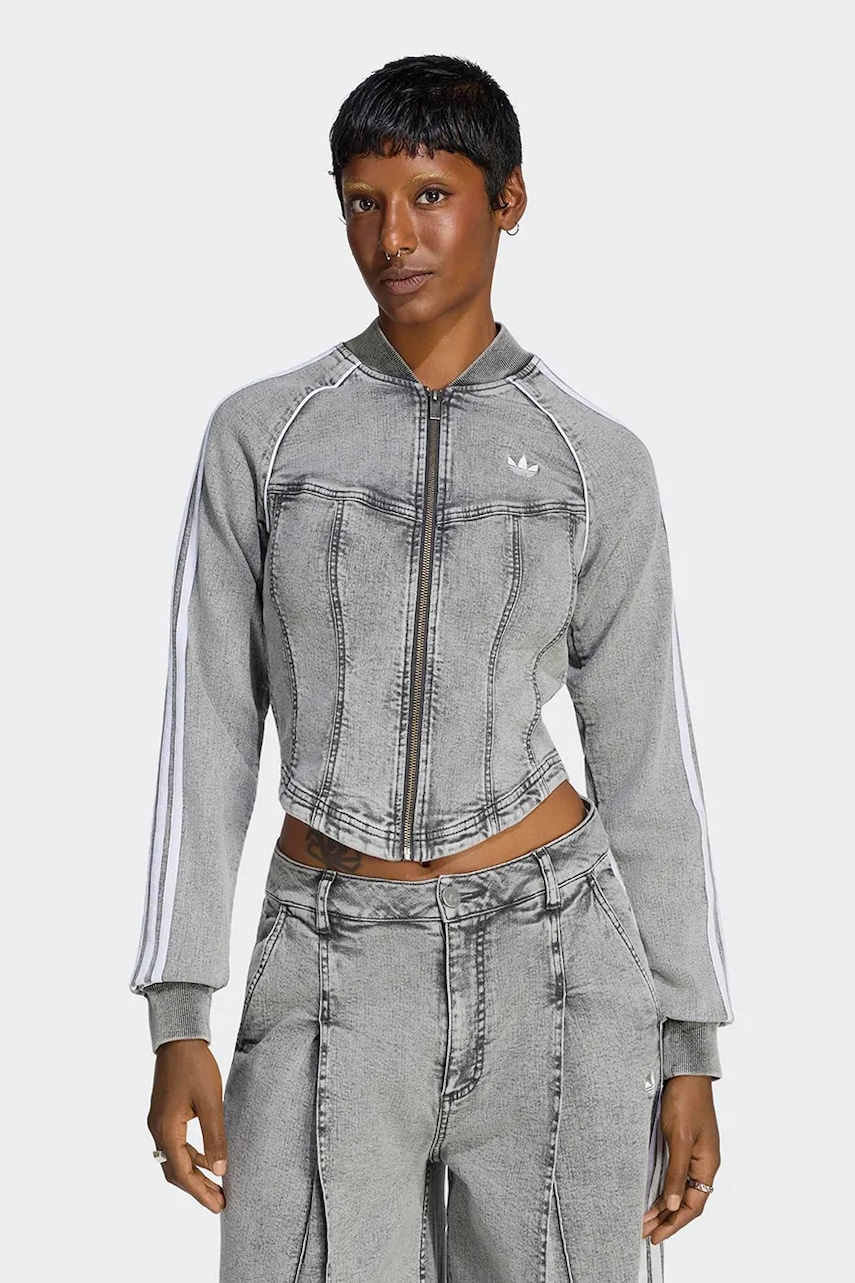 adidas Originals  mikina na zips dámska rifľová Superstar Denim Corset