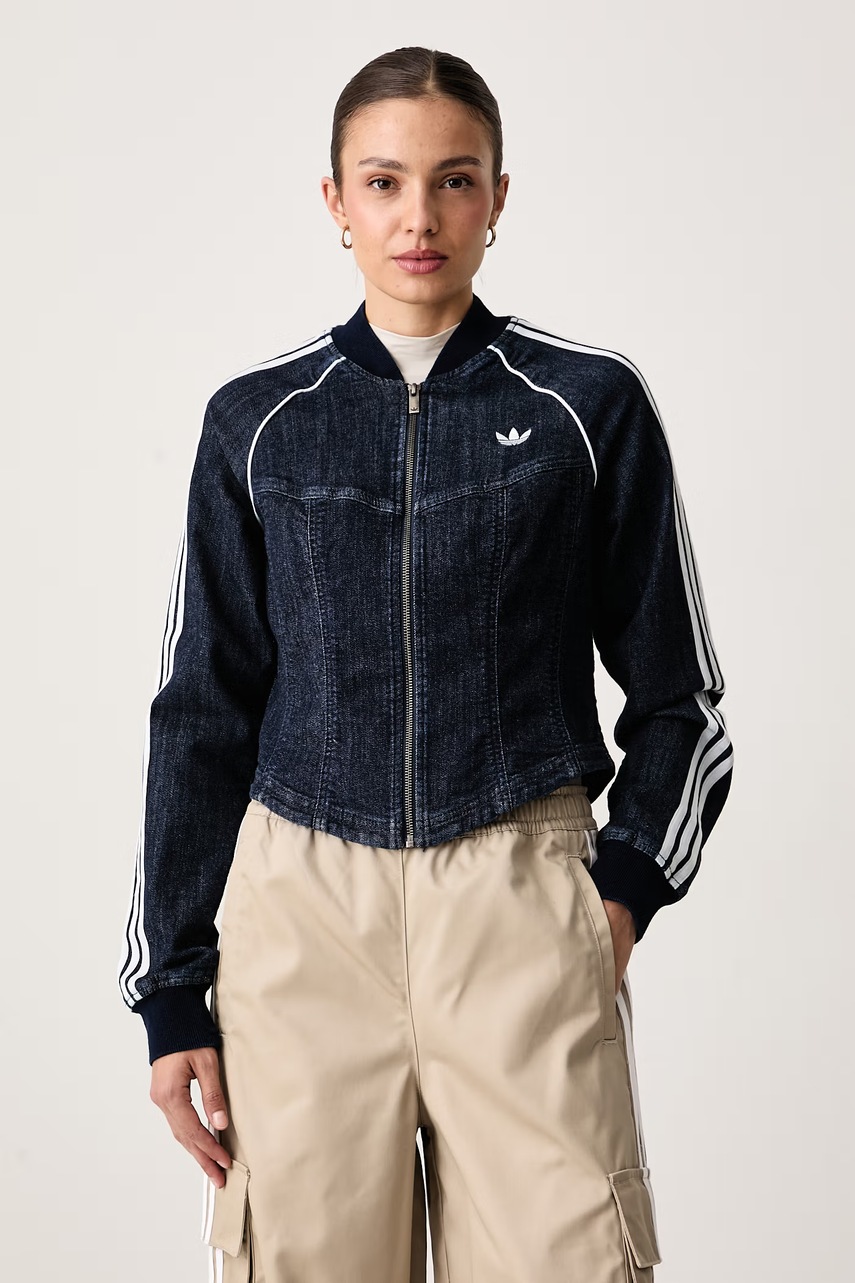 adidas Originals  mikina na zips dámska rifľová Superstar Denim
