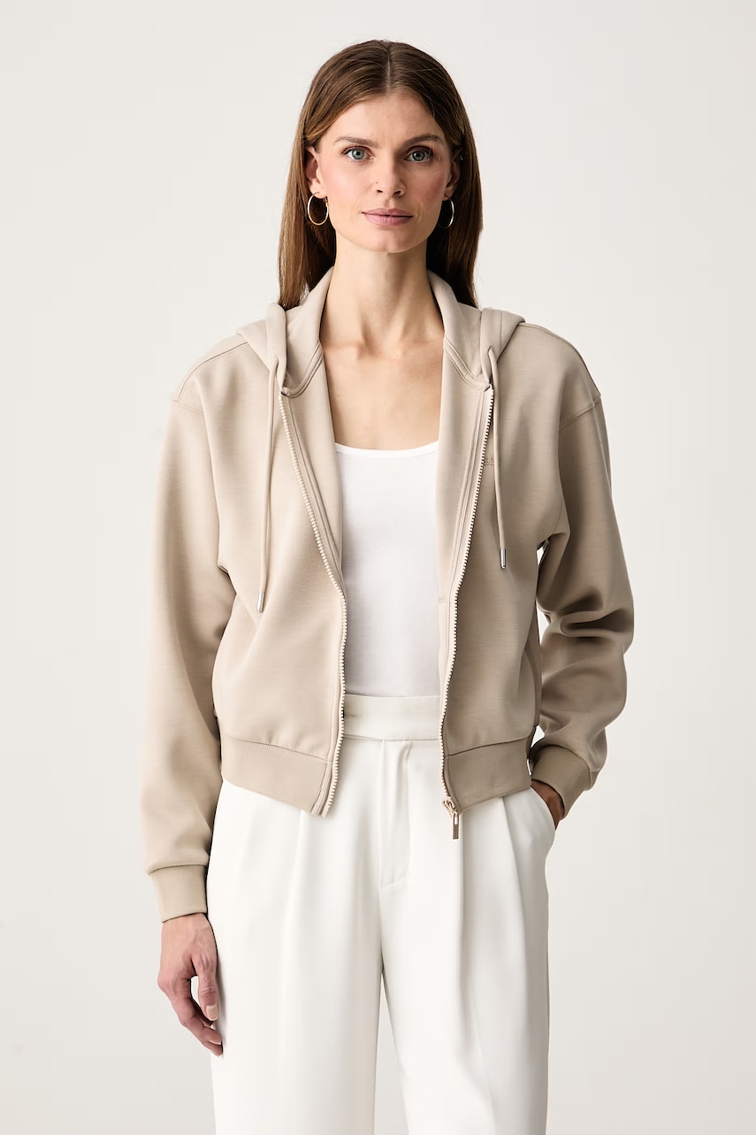 Guess  mikina na zips s kapucňou dámska s viskózou BRIANNA