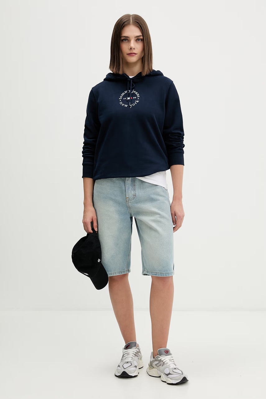 Tommy Jeans μπλούζα με κουκούλα γυναικεία με βαμβάκι