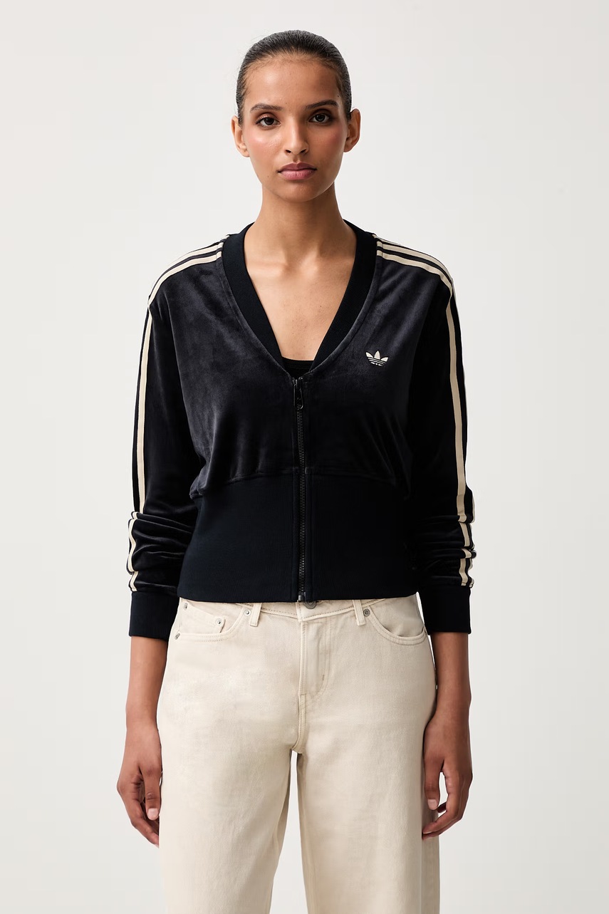 adidas Originals bluza rozpinana damska welurowa