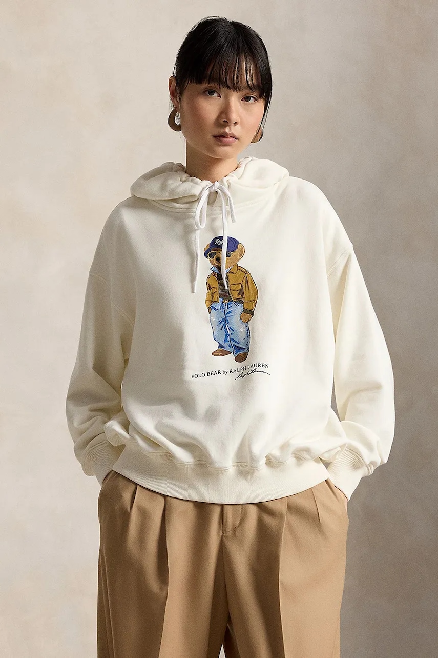 Polo Ralph Lauren hanorac cu glugă pentru femei cu bumbac