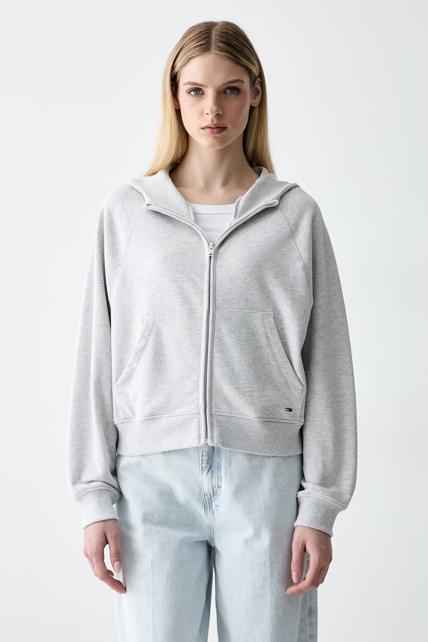 Tommy Jeans hanorac cu fermoar pentru femei, din bumbac