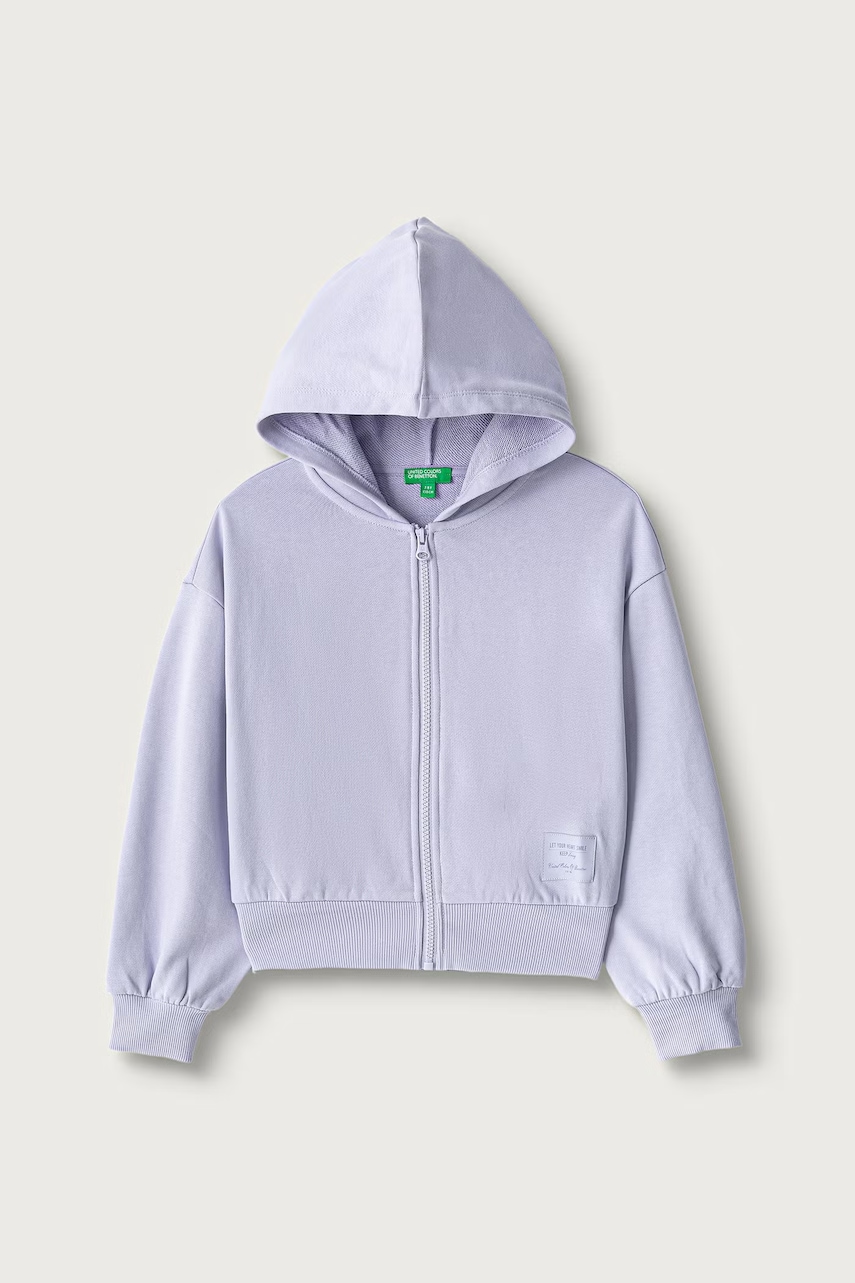 United Colors of Benetton  mikina na zips s kapucňou detská bavlnená