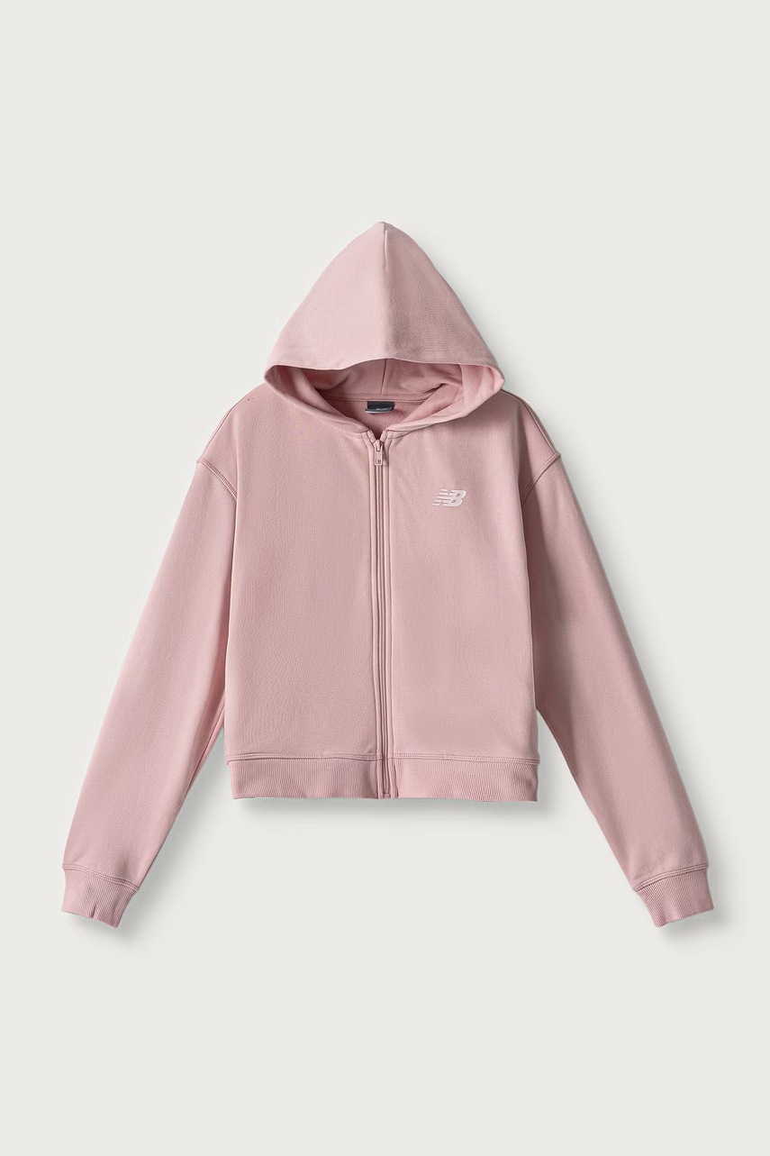 New Balance  mikina na zips s kapucňou detská s bavlnou