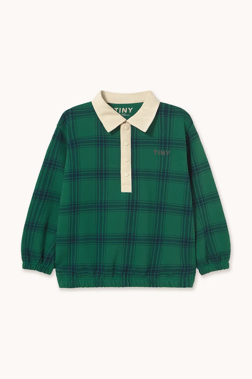 Tinycottons dukserica za djecu od pamuka GREEN CHECK POLO SWEATSHIRT