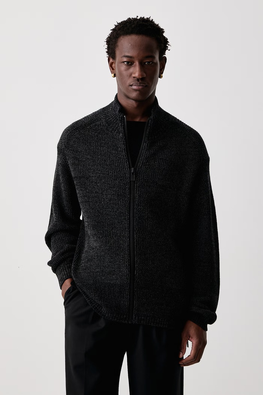 Yohji Yamamoto  ZIP HIGH pulover cu fermoar cu lână pentru bărbați
