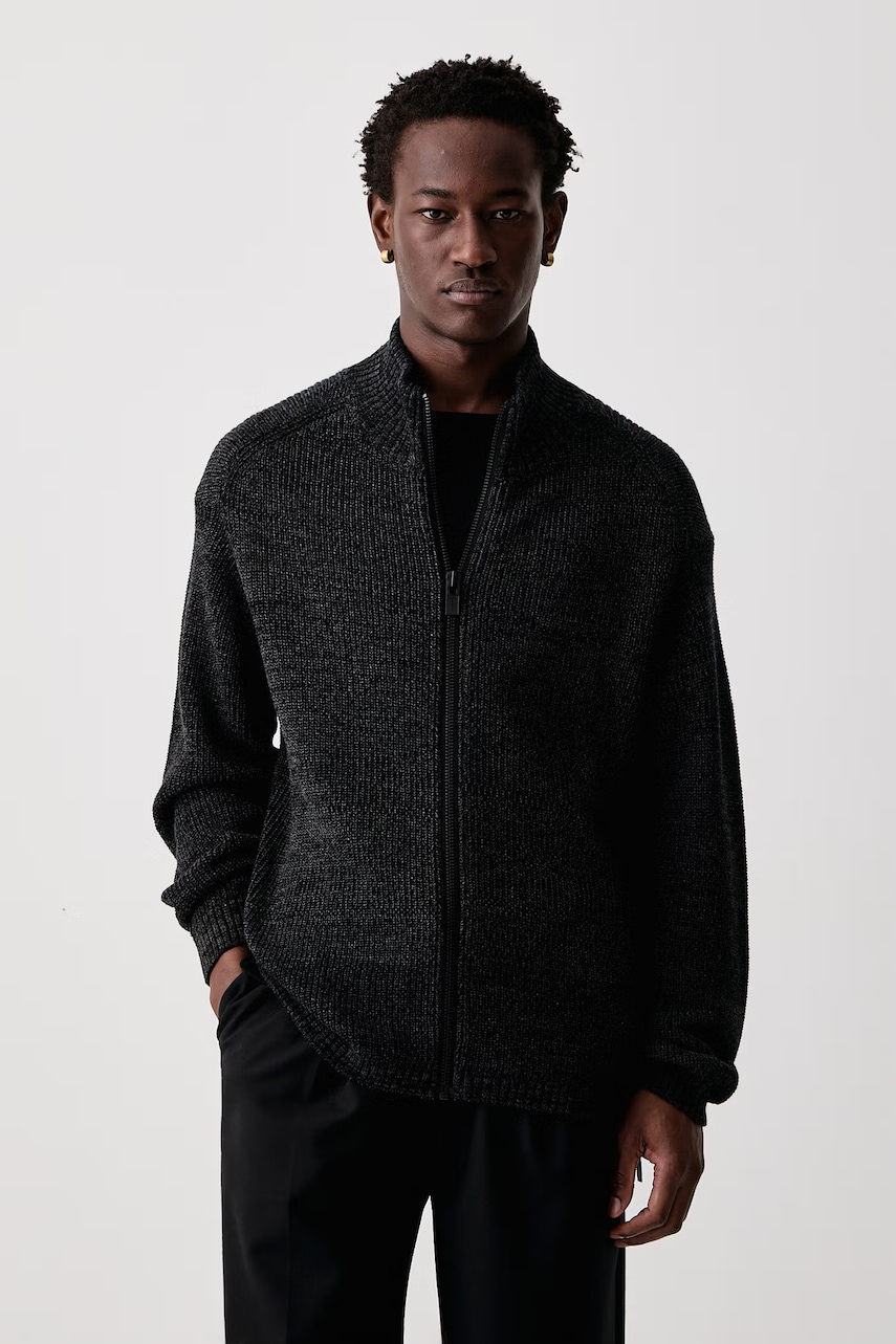 Yohji Yamamoto ZIP HIGH pulover cu fermoar cu lână pentru bărbați