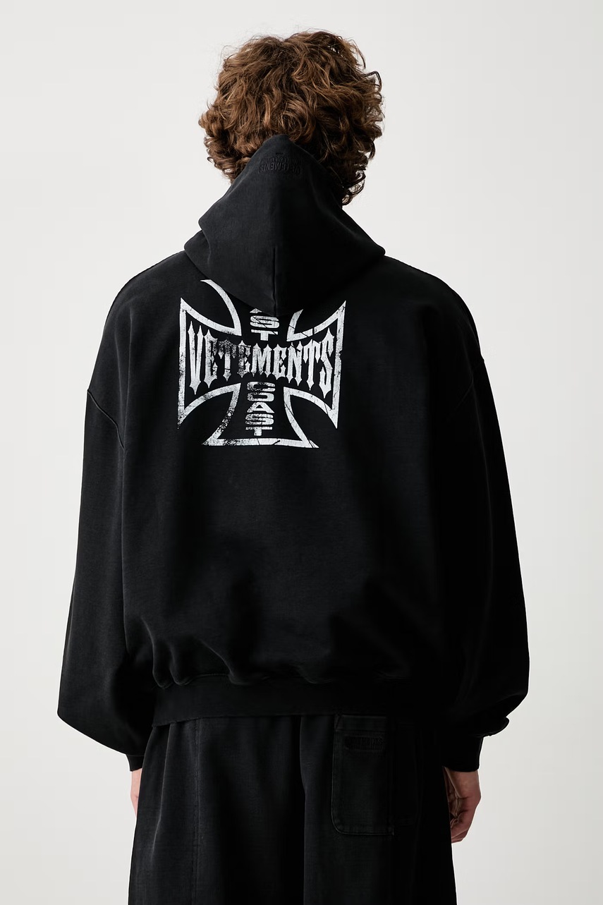 Vetements Biker Cross Logo bluza z kapturem bawełniana męska