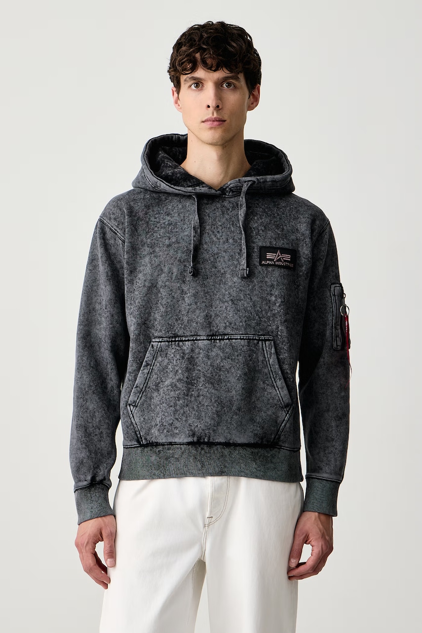 Alpha Industries  mikina s kapucňou pánska s bavlnou Backprint Vintage