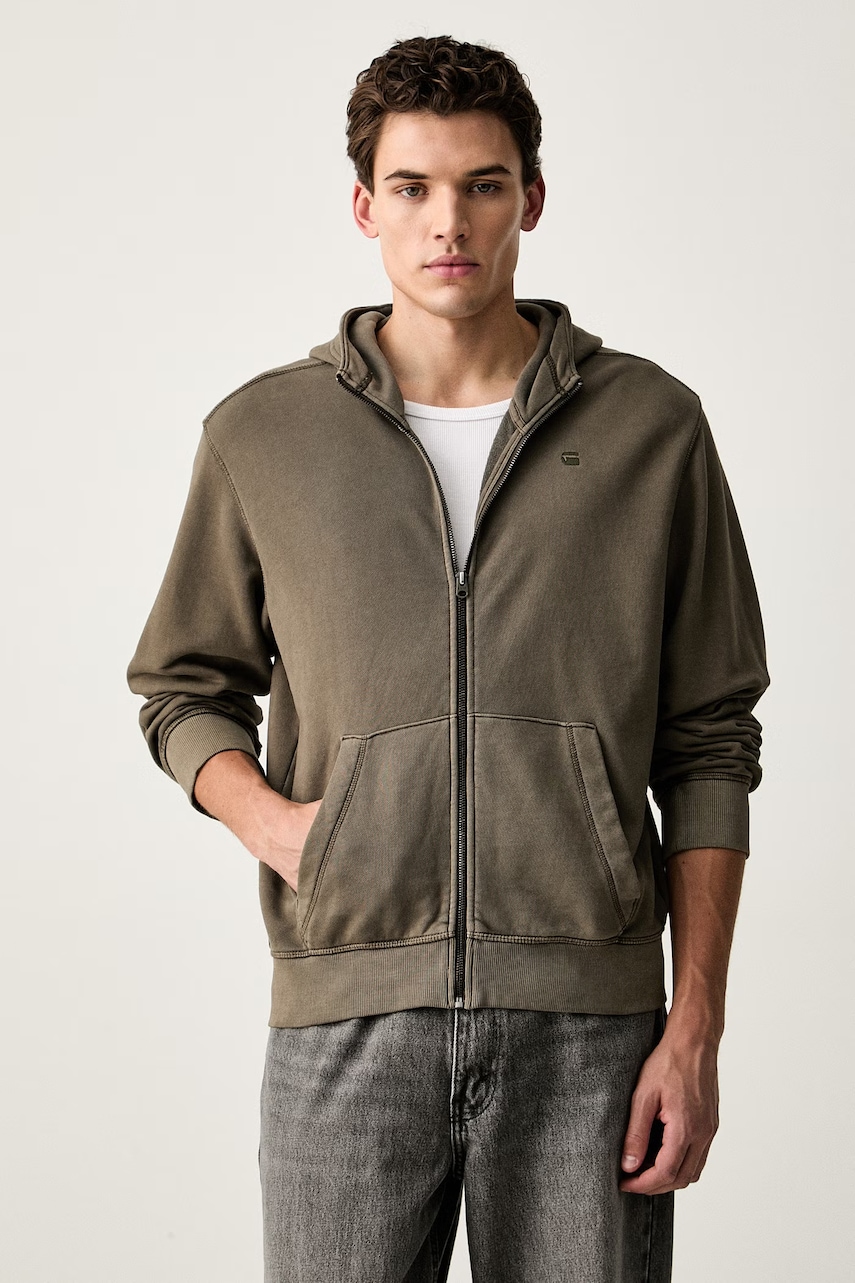G-Star bluza rozpinana męska bawełniana Unit washed full zip hdd