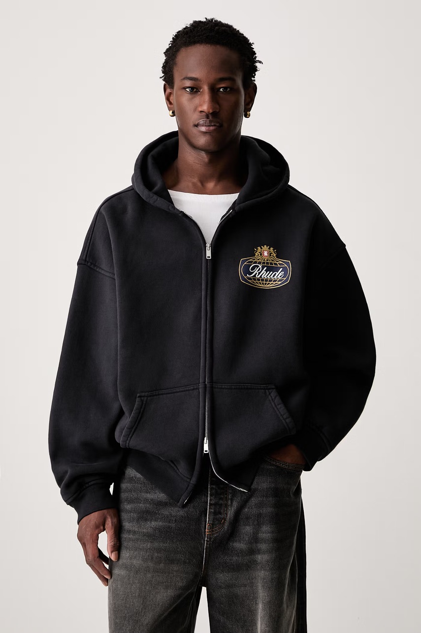 RHUDE bluza rozpinana z kapturem bawełniana męska