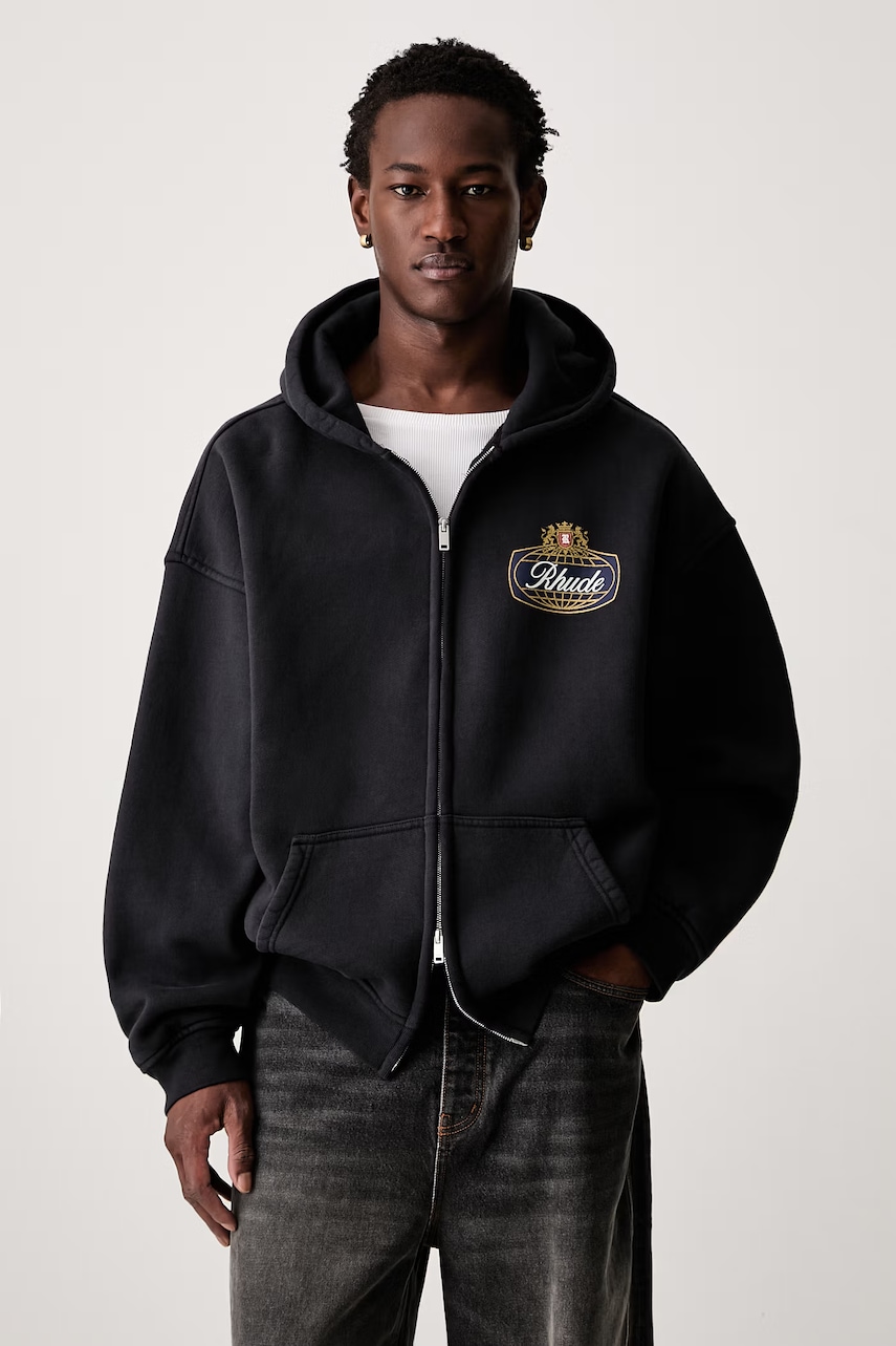 RHUDE bluza rozpinana z kapturem bawełniana męska