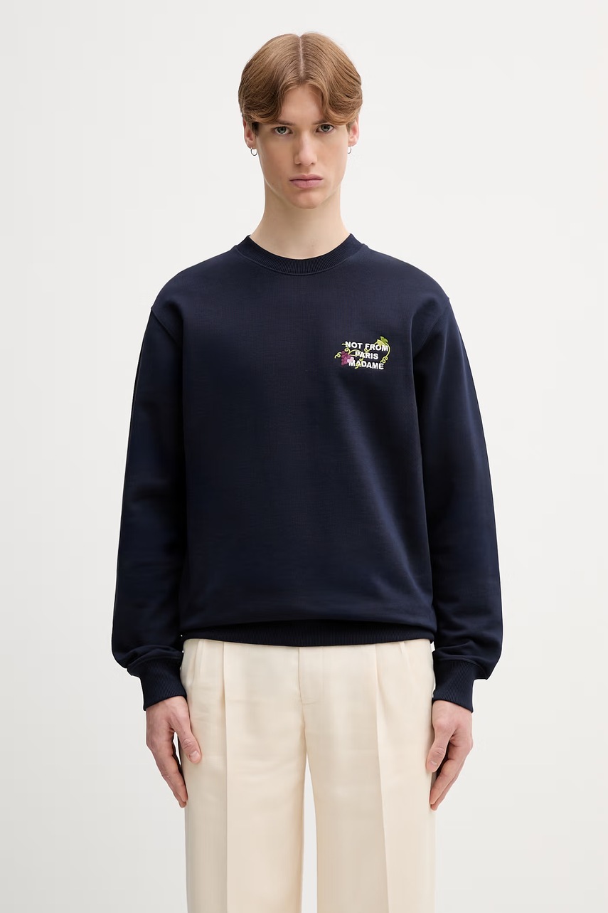 Drôle de Monsieur Vine Embroidered Slogan bluza bawełniana męska (zdjęcie 3)