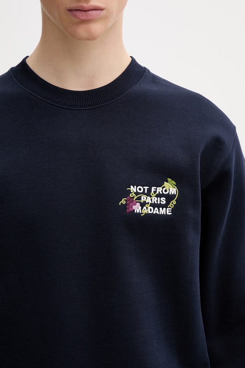 Drôle de Monsieur Vine Embroidered Slogan bluza bawełniana męska (zdjęcie 4)