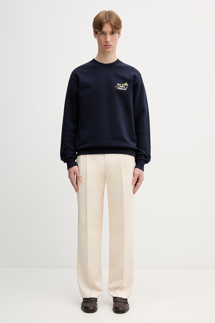 Drôle de Monsieur Vine Embroidered Slogan bluza bawełniana męska (zdjęcie 5)