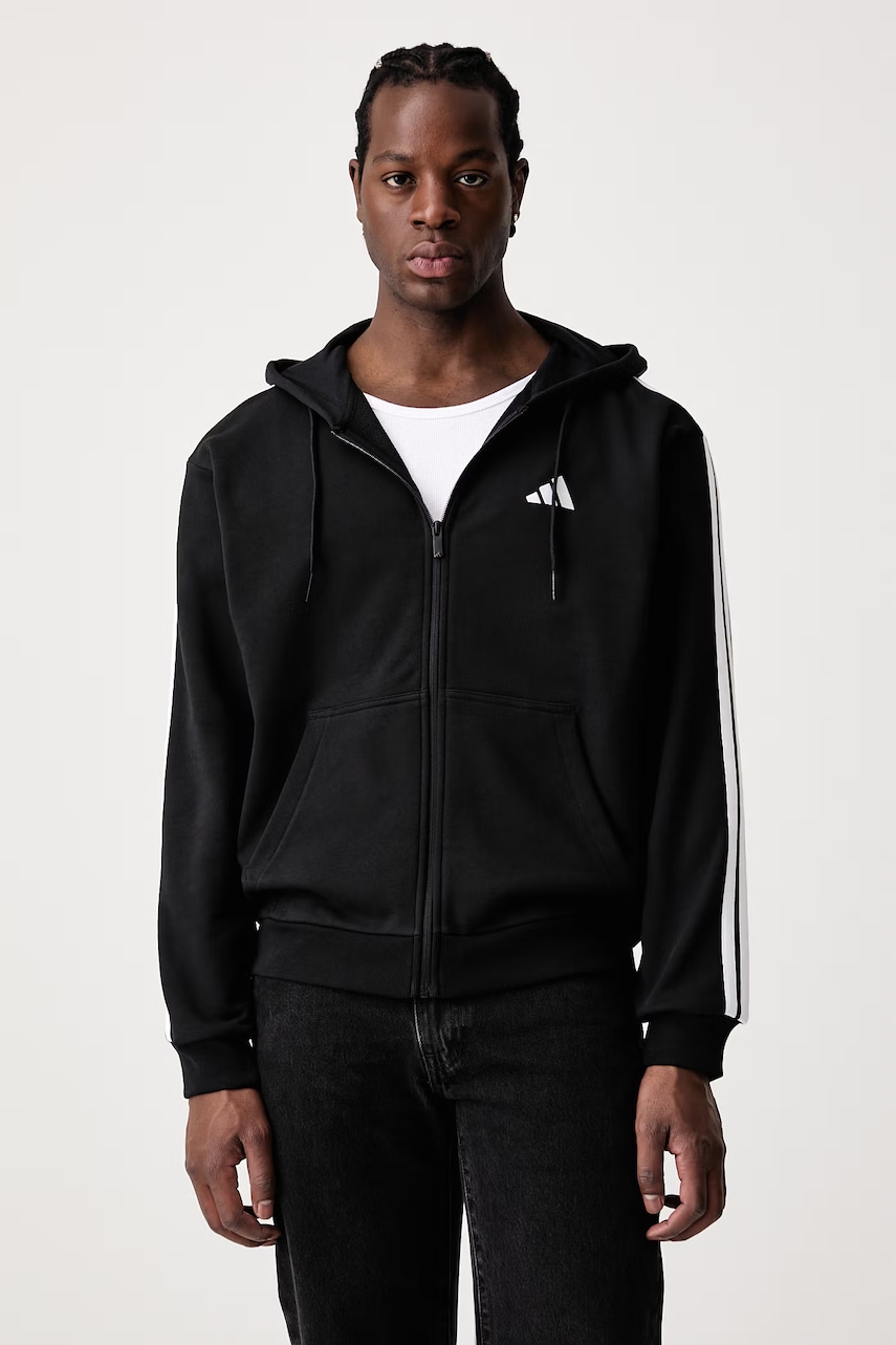adidas  mikina na zips s kapucňou pánska bavlnená Essentials