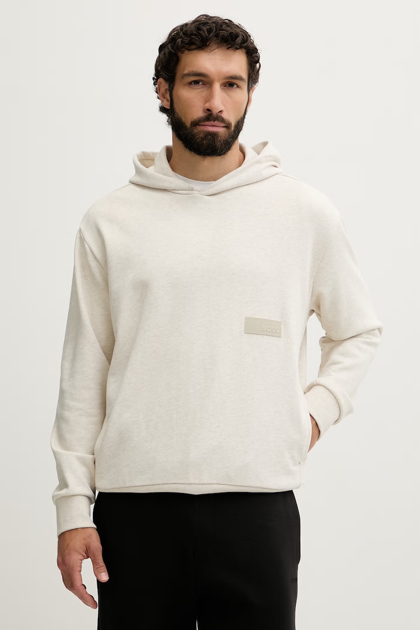 BOSS Green hanorac cu glugă pentru bărbați cu bumbac SW_Hoodie