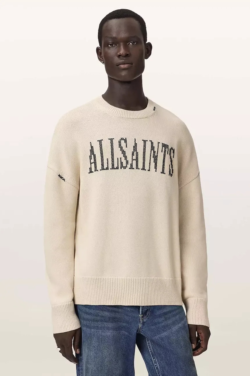 AllSaints hanorac oversized pentru bărbați, din bumbac CROSSED