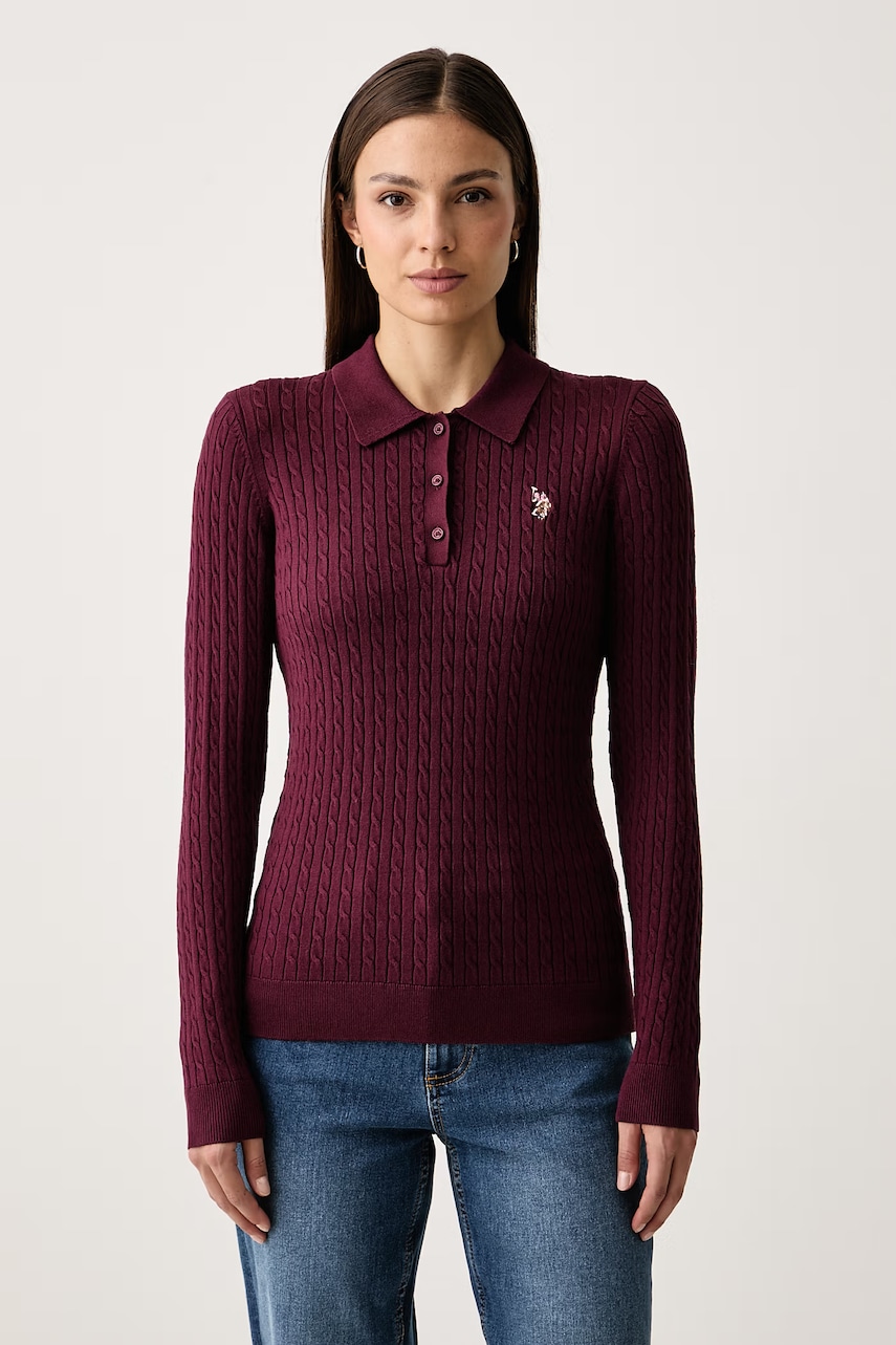 U.S. Polo Assn.  sveter loungwear dámsky s viskózou CABLE KNIT