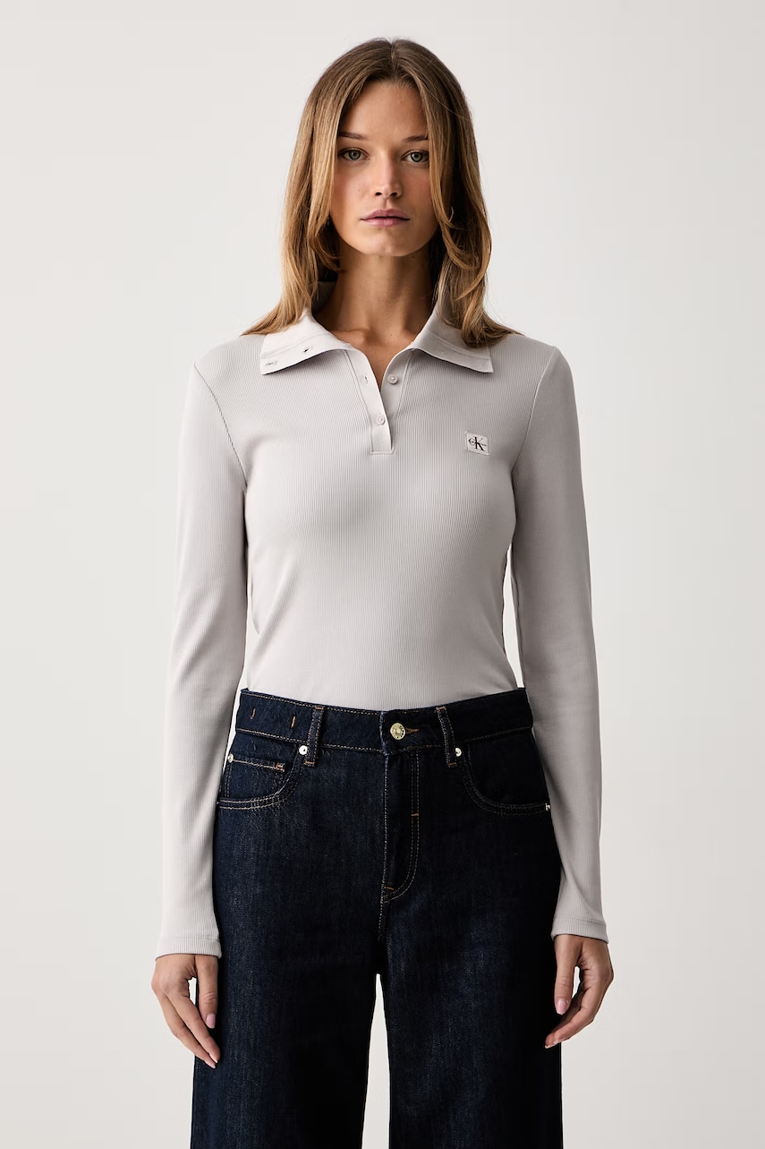 Calvin Klein Jeans longsleeve pentru femei din bumbac cu elastan