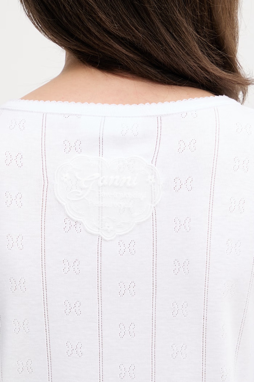 GANNI  longsleeve damski bawełniany (zdjęcie 5)