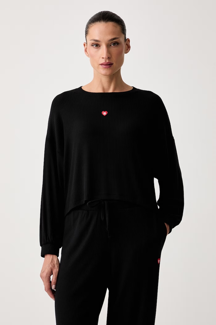 HUGO dukserica loungewear ženska s modalom HUGO HEART TOP