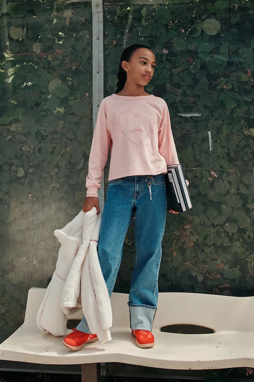 Levi's majica dugih rukava za djecu s pamukom HEART KNIT TOP