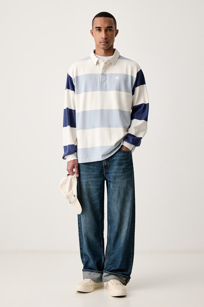 Vans  блуза с дълги ръкави мъжка от памук 2-Tone Stripe Ward Rugby