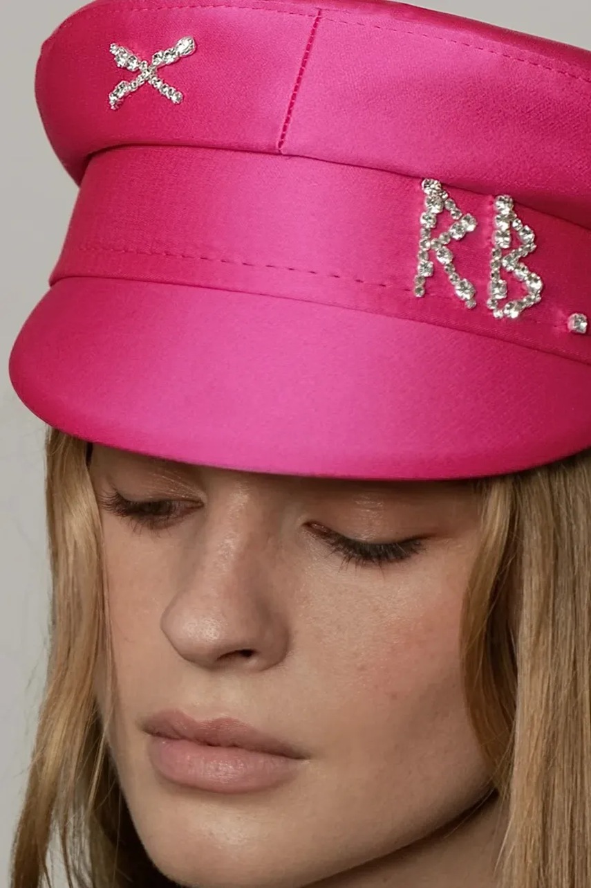 RUSLAN BAGINSKIY RUSLAN BAGINSKIY κασκέτο γυναικείο Crystal-embellished Satin Baker Boy Cap - 5