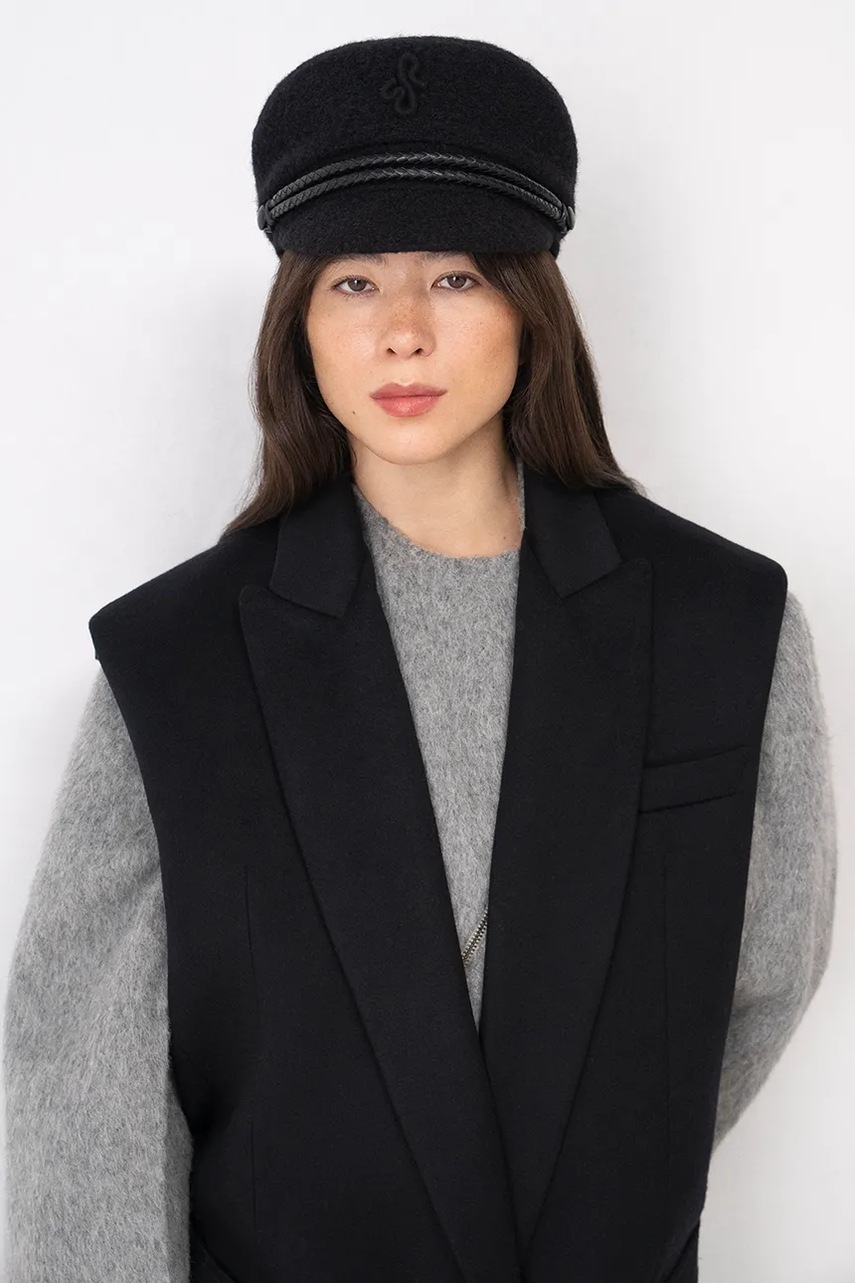 RUSLAN BAGINSKIY RUSLAN BAGINSKIY κασκέτο γυναικείο με μαλλί Monogram-embellished Cap - 4