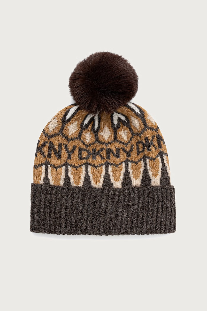 DKNY kapa s pomponom za žene s dodatkom vune