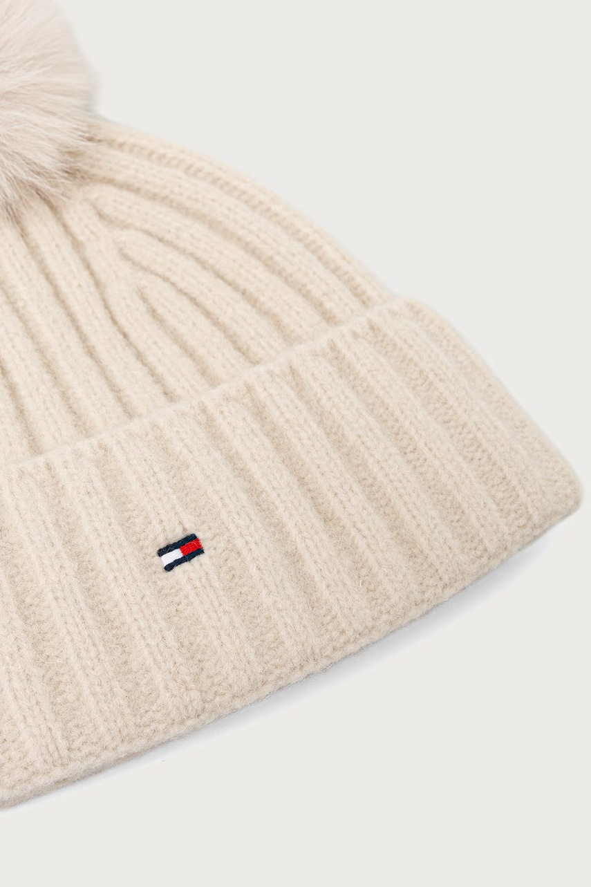Tommy Hilfiger  шапка с помпон дамска с вълна