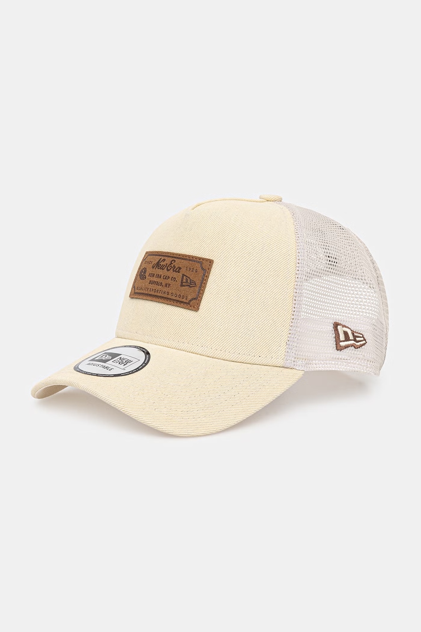 Levně New Era trucker čepice DENIM LEATHER PATCH TRUCKER