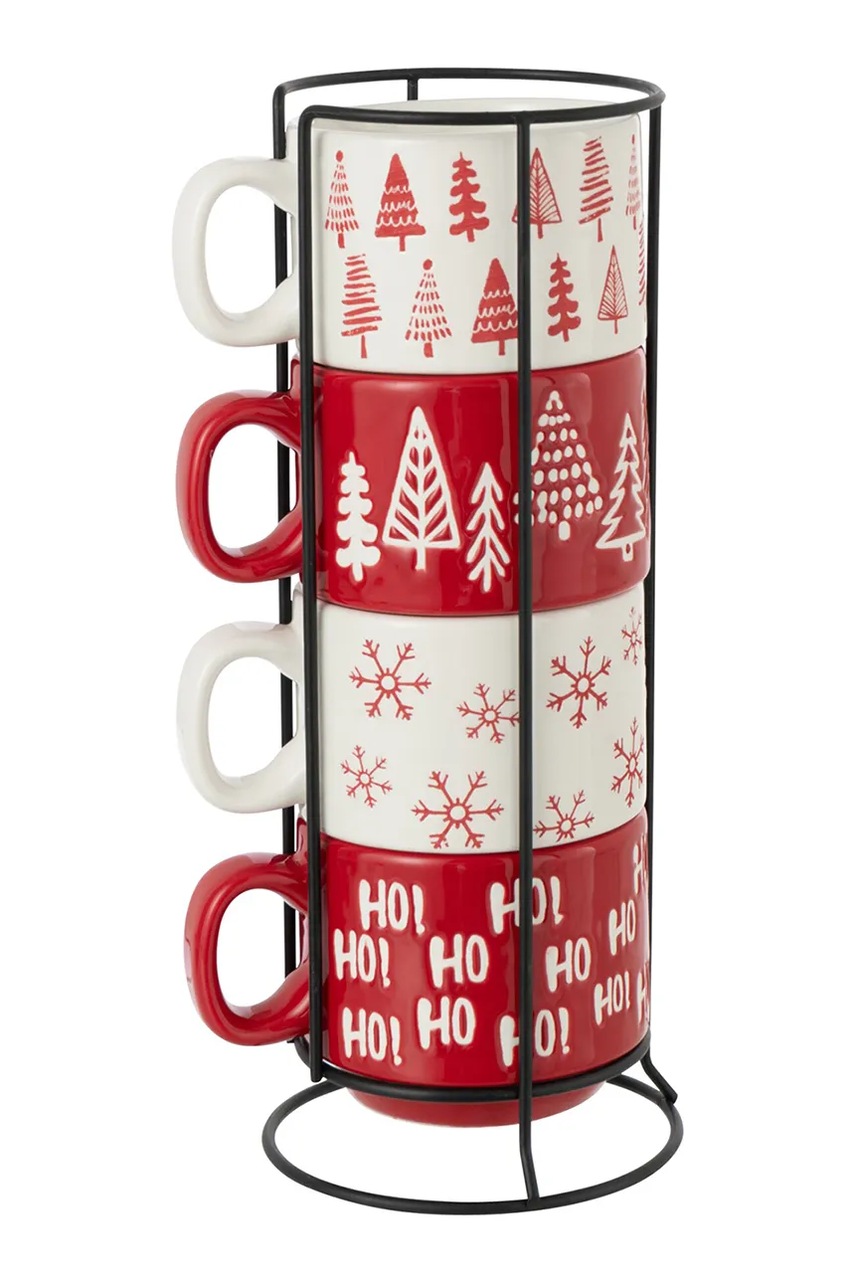 J-Line set šalica za kavu božićna od dolomita 4-pack