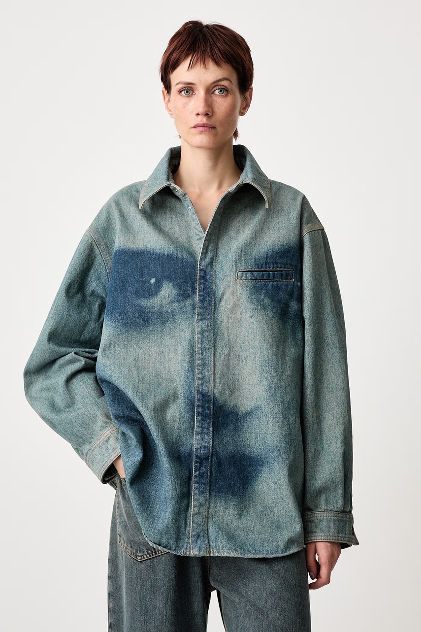 Jean Paul GAULTIER  Face Print koszula jeansowa damska