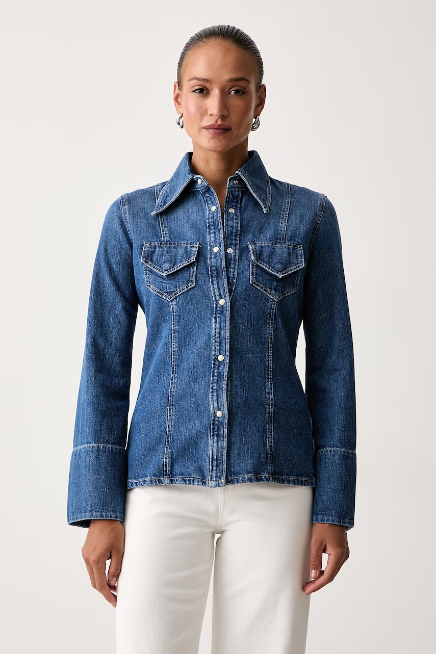 BOSS Orange cămașă de damă din denim C_SLIM SHIRT