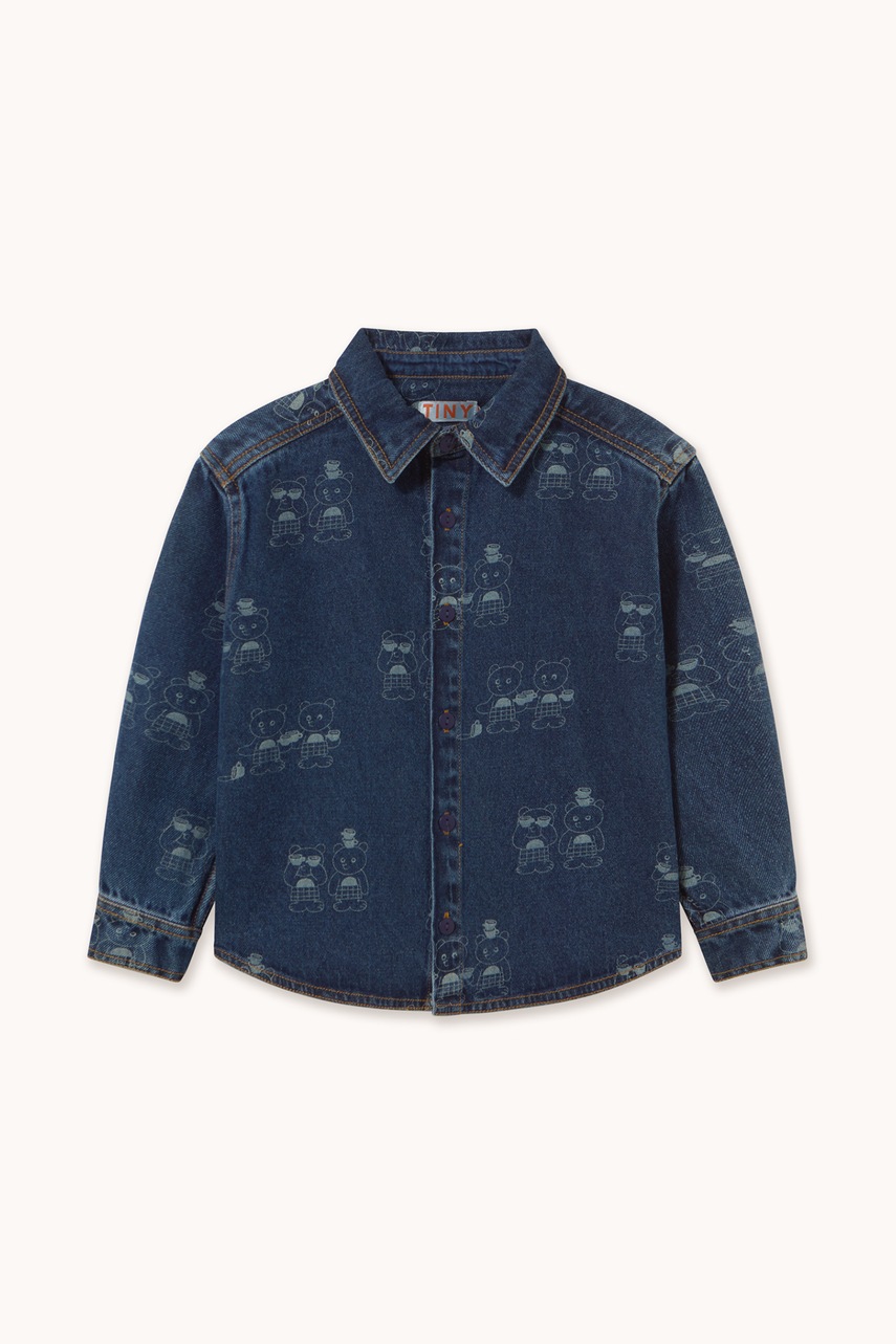 Tinycottons  риза за деца от памук TINY TEA ROOM 2 DENIM SHIRT