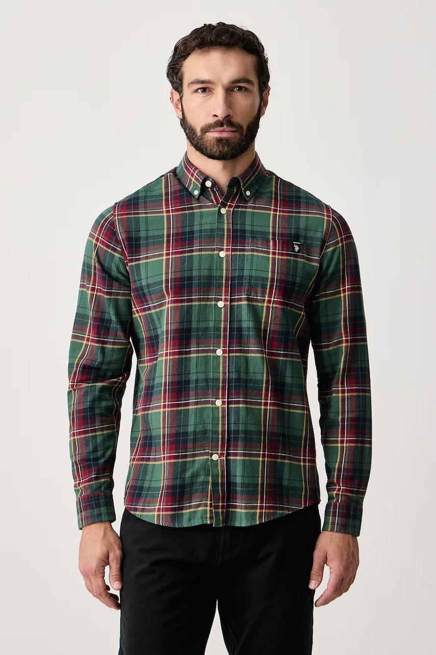 U.S. Polo Assn. koszula męska bawełniana Pocketed Checked Buttondown LS