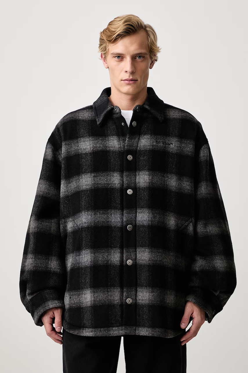 Off-White Lbl Flannel geacă tip cămașă cu lână pentru bărbați