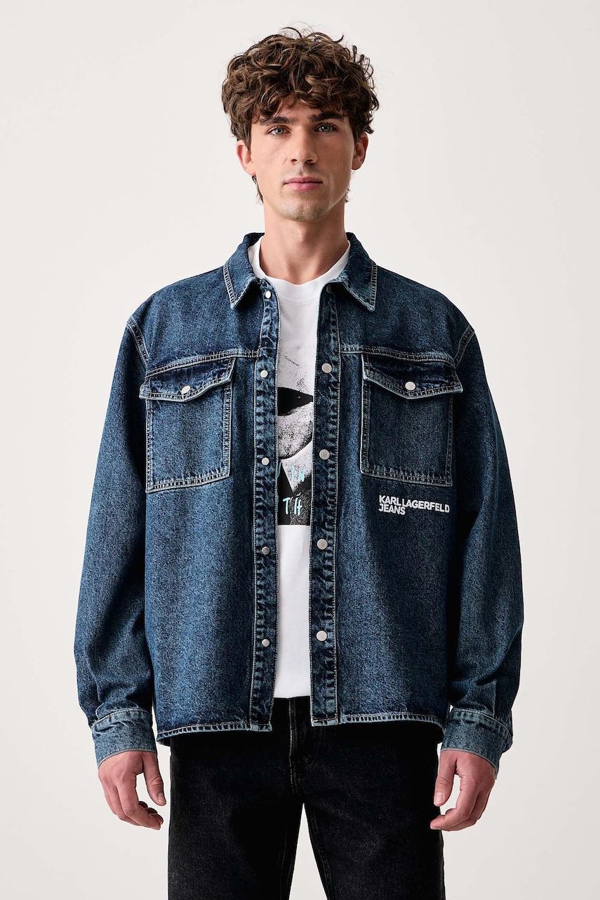 Karl Lagerfeld Jeans  košeľová bunda pánska rifľová